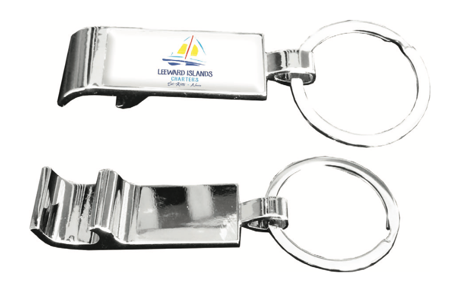 Chrome Rectangle Beverage Opener Keychain